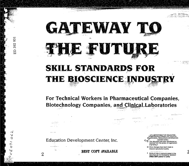 Gateway to the future skill standards for the bioscience industry